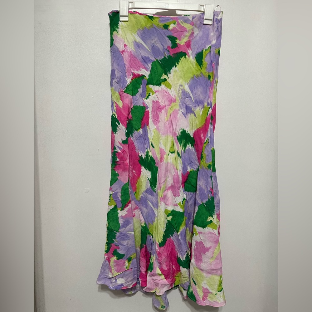 Primark Multicolor Floral Midi Skirt - Pink, Purple, Green, Lime